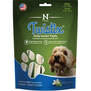 N-Bone Twistix Vanilla Mint Flavored Small Dental Dog Treats, 5.5-oz bag, count varies