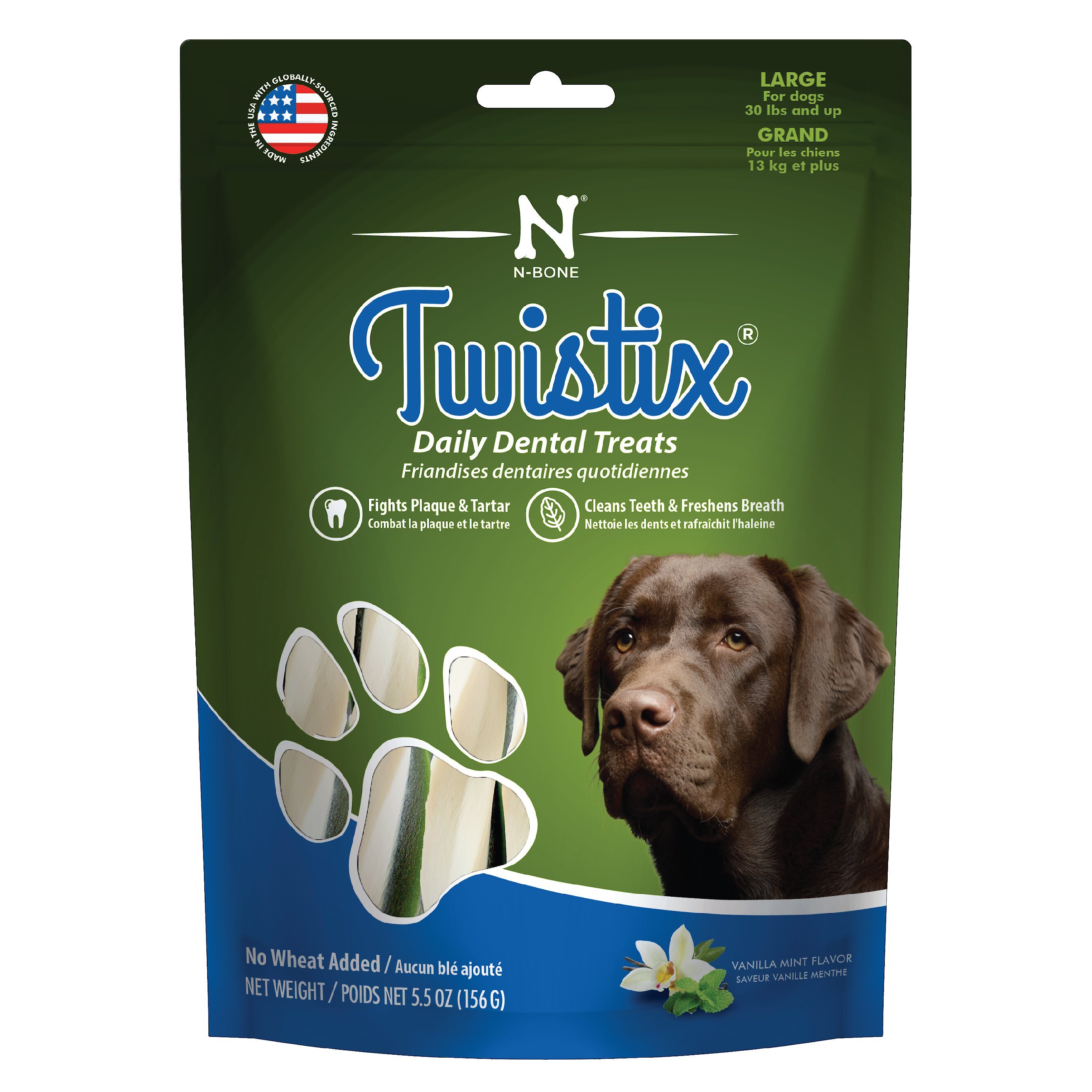 Twistix Vanilla Mint Flavored Large Dental Dog Treats