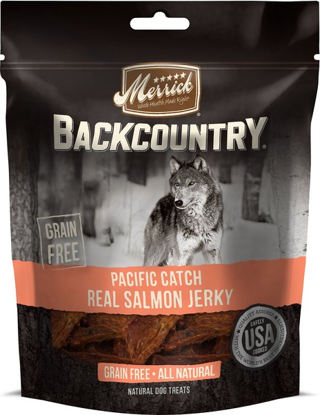 Discontinued MERRICK Backcountry Grain Free Pacific Catch Real Salmon Jerky Dog Treats 4.5 oz bag Chewy