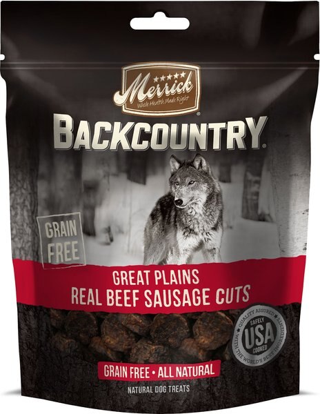 Merrick Backcountry Great Plains Real Beef Sausage Cuts Grain-Free Dog Treats, 5-oz bag slide 1 of 5