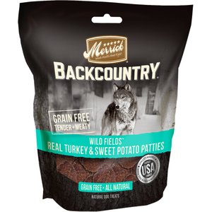 Merrick Backcountry Wild Fields Real Turkey & Sweet Potato Patties Grain-Free Dog Treats, 4-oz bag