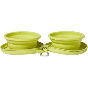 Frisco Double Travel Collapsible Silicone Dog & Cat Bowl, Lime, Small: 1.5 cup