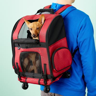 Show full view: Gen7Pets Geometric Roller with Smart-Level Dog & Cat Carrier Backpack, Red, Up to 10 lbs slide 4 of 12