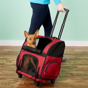 Gen7Pets Geometric Roller with Smart-Level Dog & Cat Carrier Backpack, Red, Up to 20 lbs