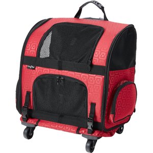 Gen7Pets Geometric Roller with Smart-Level Dog & Cat Carrier Backpack, Red, Up to 20-lbs