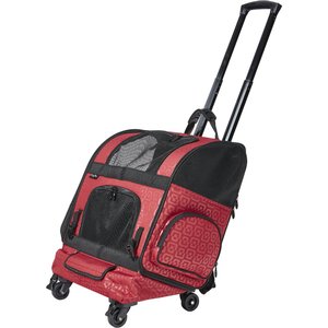 Gen7Pets Geometric Roller with Smart-Level Dog & Cat Carrier Backpack, Red, Up to 20-lbs