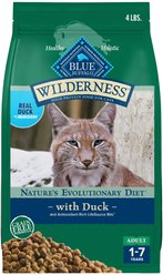 Blue Buffalo Wilderness High Protein Natural Grain-Free Duck Adult Dry Cat Food, 4-lb bag