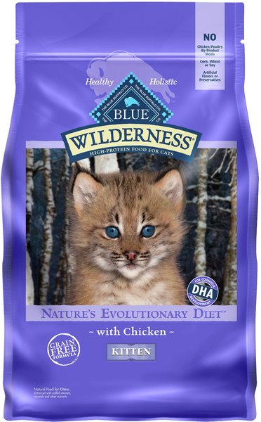 Blue Buffalo Wilderness High Protein Natural Grain-Free Chicken Kitten Dry Cat Food, 4-lb bag slide 1 of 8