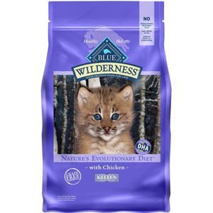 Blue Buffalo Wilderness High Protein Natural Grain-Free Chicken Kitten Dry Cat Food, 4-lb bag