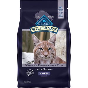 Blue Buffalo Wilderness High Protein Natural Grain-Free Chicken Mature Dry Cat Food, 4-lb bag