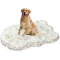 LaiFug Luxury Faux Fur Sheepskin Dog Bed, Large, White Plush