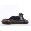 LaiFug Luxury Faux Fur Sheepskin Dog Bed, Large, Grey & Black
