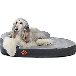 LaiFug Chenille Orthopedic Memory Foam Oval Dog Bed, Gray, Large