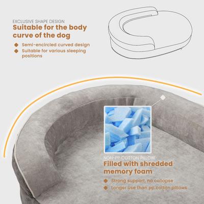 Show full view: LaiFug Chenille Orthopedic Memory Foam Oval Dog Bed, Gray, Large slide 5 of 8