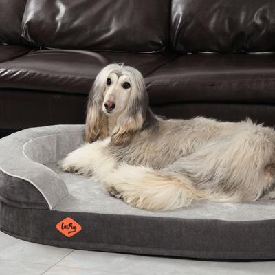 Show full view: LaiFug Chenille Orthopedic Memory Foam Oval Dog Bed, Gray, Large slide 6 of 8