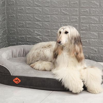 Show full view: LaiFug Chenille Orthopedic Memory Foam Oval Dog Bed, Gray, Large slide 7 of 8