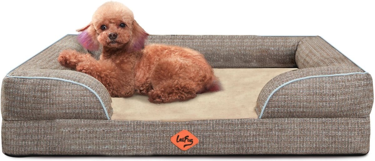 LAIFUG Orthopedic Premium Memory Foam Dog Bed Sofa, Chocolate, Small