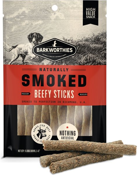 Barkworthies 4-5-in Smoked Beefy Sticks Dog Treat, 15 count slide 1 of 8
