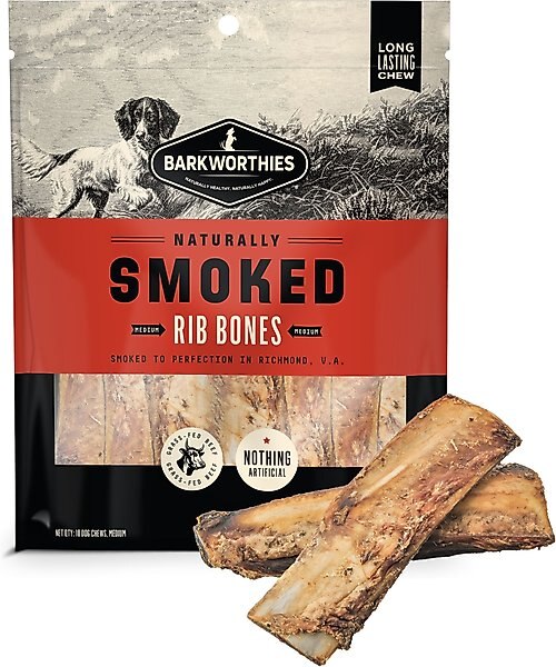 Barkworthies 4-6-in Smoked Beef Rib Bones Dog Treat, 10 count slide 1 of 8