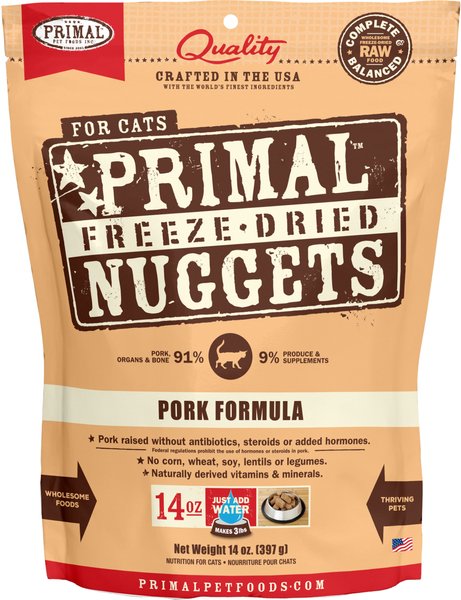 Primal Pork Formula Nuggets Grain-Free Raw Freeze-Dried Cat Food, 14-oz bag slide 1 of 10