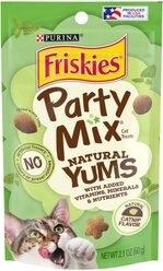 Friskies Party Mix Natural Yums Catnip Flavor Crunchy Cat Treats, 2.1-oz pouch