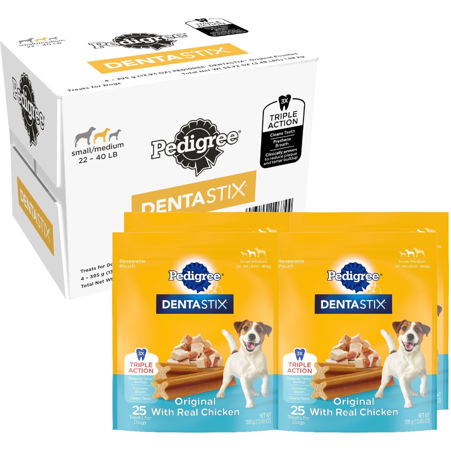 Pedigree Dentastix Small Medium Original Chicken Flavor Dental Dog Treats 100 Count