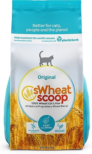 sWheat Scoop Fast-Clumping Unscented Natural Clumping Wheat Cat Litter, 25-lb bag