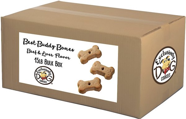 Exclusively Dog Best Buddy Bones Beef & Liver Flavor Dog Treats, 15-lb box slide 1 of 9