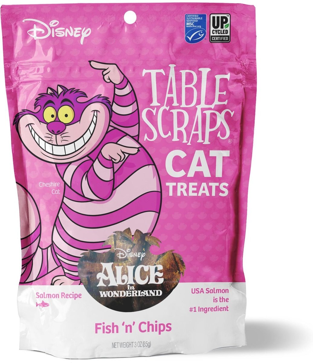Disney Table Scraps Alice in Wonderland Fish 'n' Chips Recipe Upcycled Cat Treats, 3-oz bag