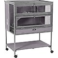 Aivituvin AIR25-1 Anti-Chew Iron Frame Wooden Hamster Cage, Gray