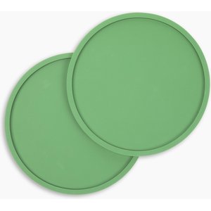 Waggo Habit Circle Silicone Dog & Cat Placemat, 2 count, Forest Green, Large