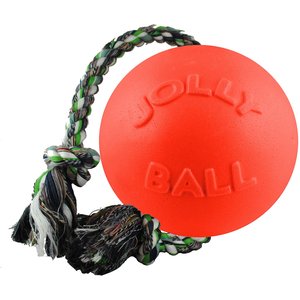 Jolly Pets Romp-n-Roll Dog Toy, Orange, 4.5-in