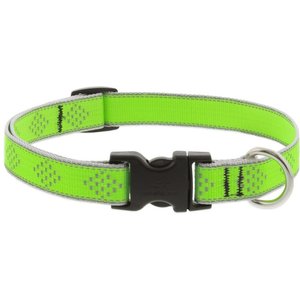 LupinePet Reflective Dog Collar, Green Diamond, Medium: 9 to 14-in neck, 3/4-in wide