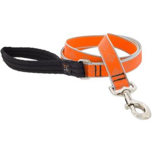 LupinePet Reflective Padded Handle Dog Leash, Orange Diamond, Large: 6-ft long, 1-in wide