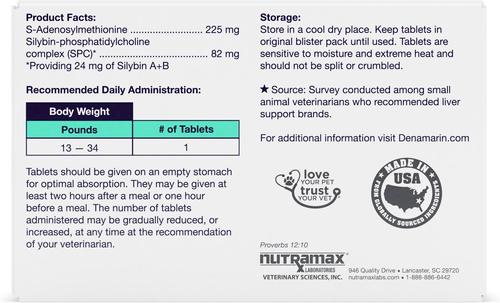 Show full view: Nutramax Denamarin for Liver Health Tablets for Medium Dogs, 30 count slide 3 of 10