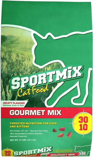 SPORTMiX Gourmet Mix with Chicken, Liver & Fish Flavor Adult Dry Cat Food, 15-lb bag slide 1 of 9