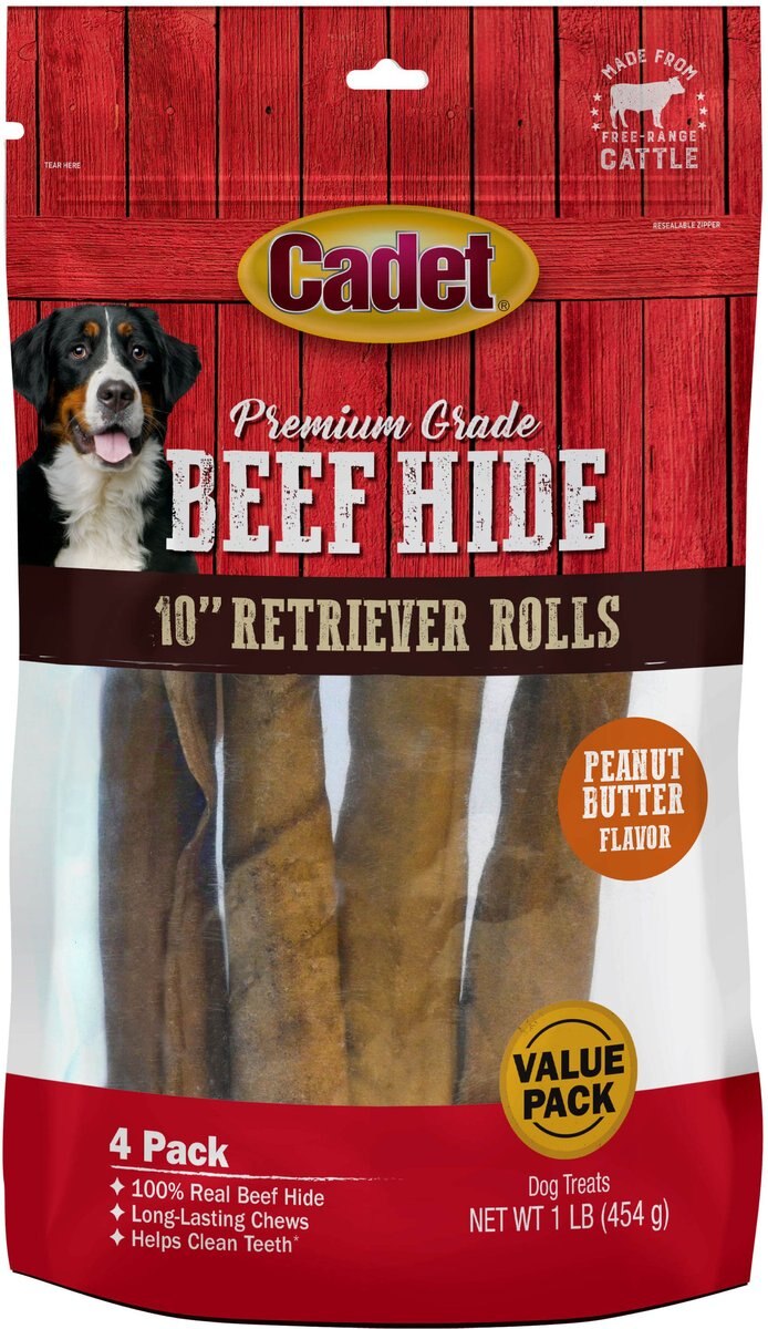 Cadet Premium Beef Hide Curls Peanut Butter Flavor Dog Chews