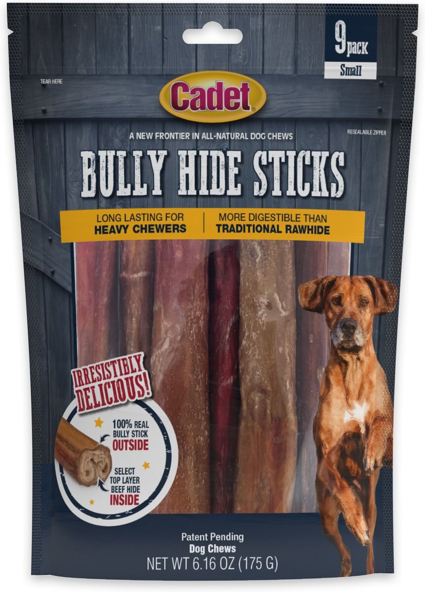CADET Bully Hide Sticks AllNatural Dog Chews, Small, 9 count