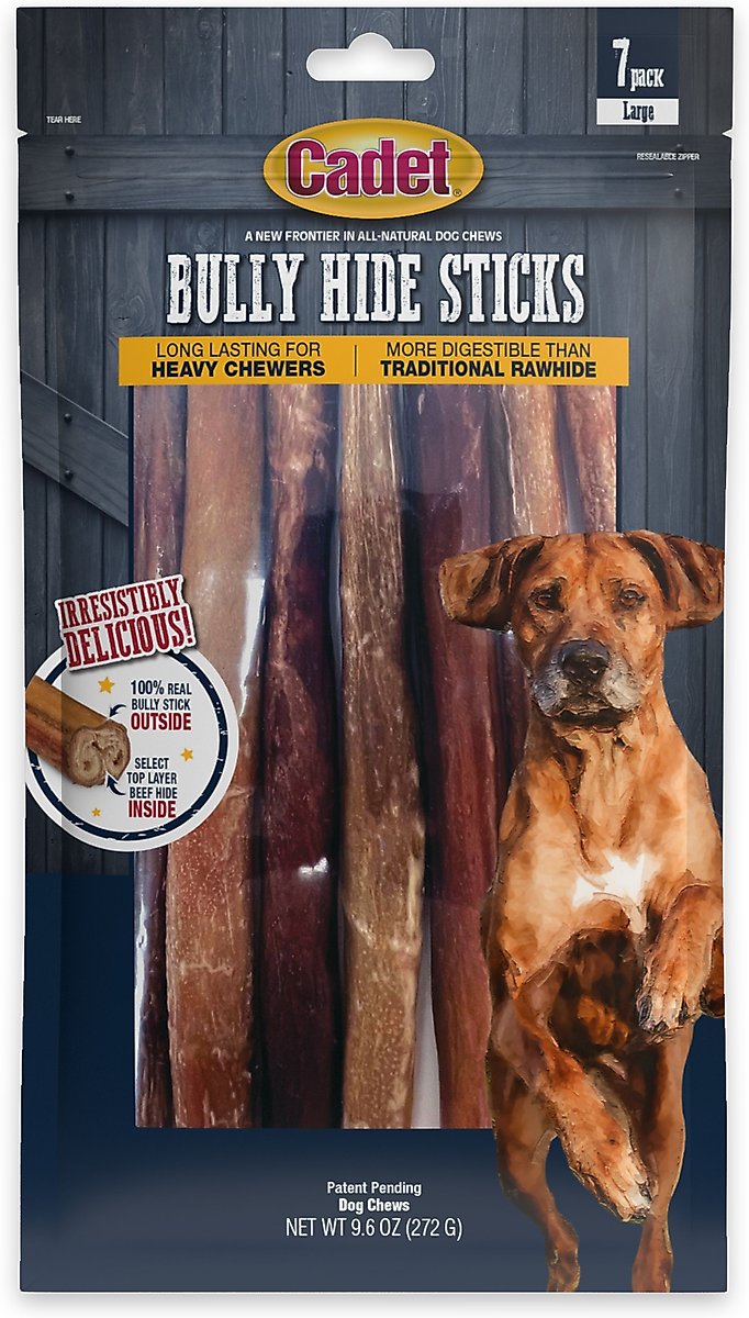 CADET Bully Hide Sticks AllNatural Dog Chews, Large, 7 count