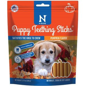 N-Bone Pumpkin Flavor Harvest Puppy Teething Sticks Chew Treats, 3.74-oz bag