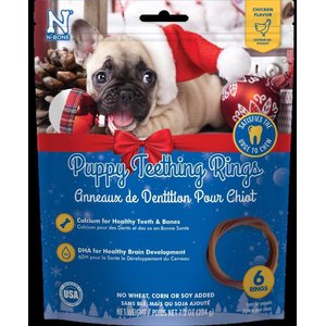N-Bone Chicken Flavor 6 Rings Holiday Puppy Teething Rings Chew Treats, 7.2-oz bag