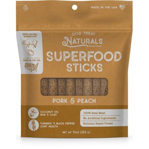 Dog Treat Naturals Pork & Peach Superfood Sticks Dog Treats, 10-oz bag