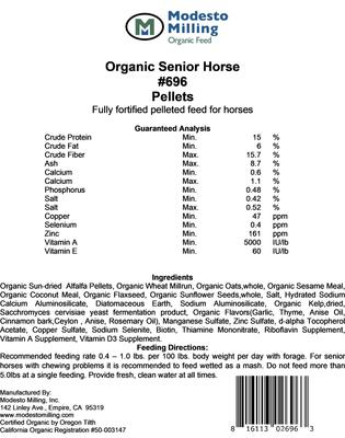 Show full view: Modesto Milling Organic Senior Horse Pellet Horse Feed, 40-lb bag slide 4 of 5