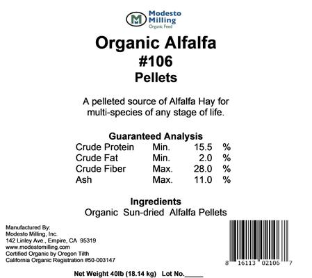 Show full view: Modesto Milling Organic Alfalfa Pellets Feed, 40-lb bag slide 3 of 4