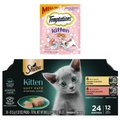 Sheba Perfect Portions Variety Pack Chicken Pate & Pate Salmon Wet Food + Temptations Salmon & Dairy Flavor Kitten Treats