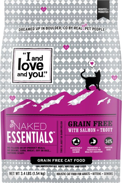 I and Love and You Naked Essentials Salmon & Trout Recipe Grain-Free Dry Cat Food, 3.4-lb bag slide 1 of 10