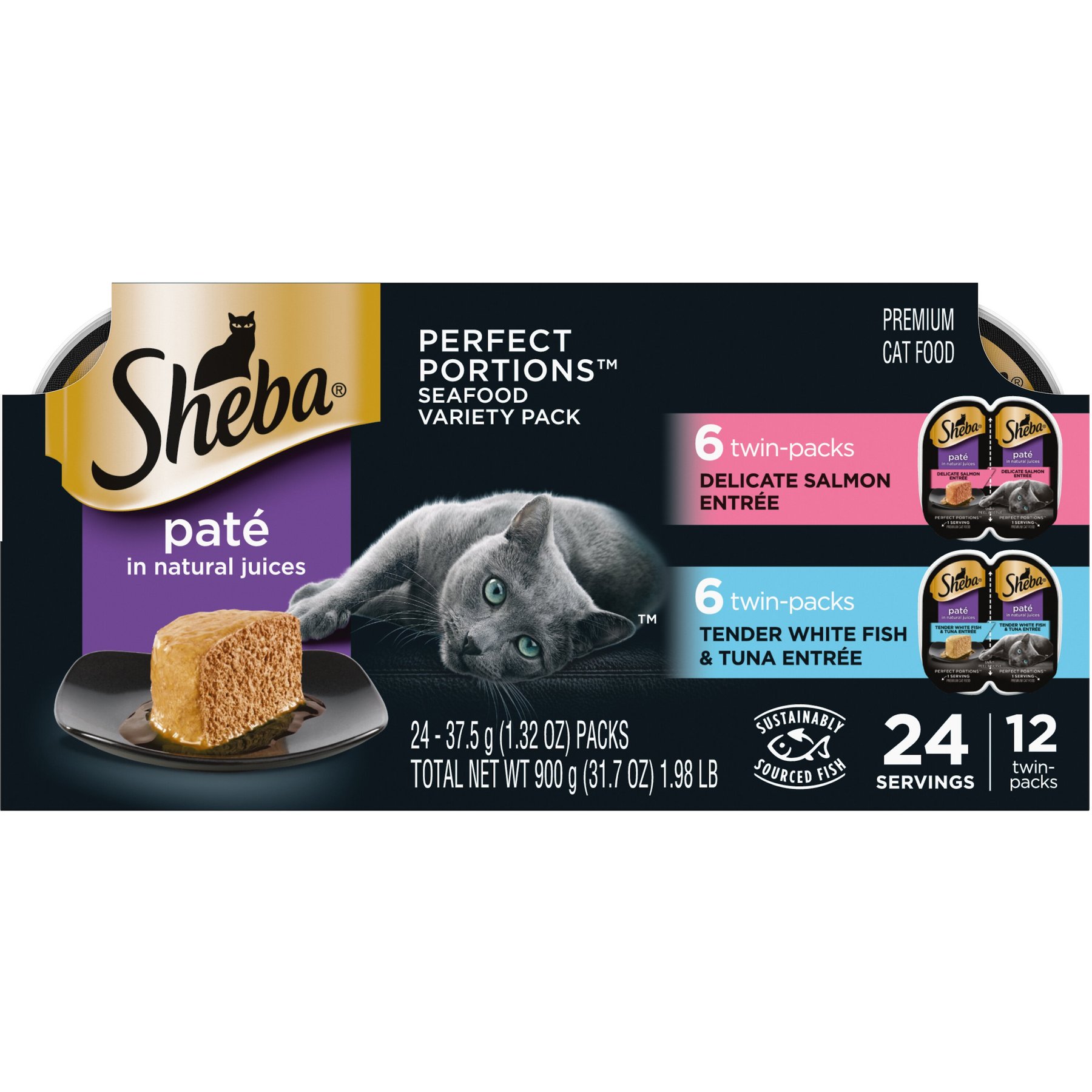 SHEBA Perfect Portions Grain Free Seafood Entrees Pate Variety