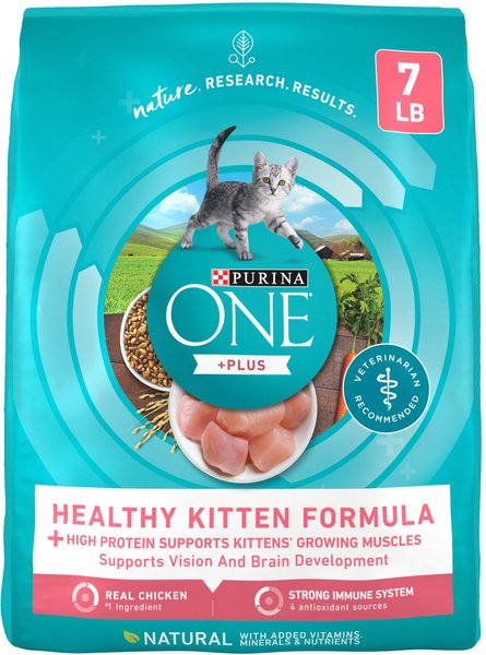 Purina ONE +Plus Healthy Kitten Formula Natural Dry Cat Food, 7-lb bag slide 1 of 11