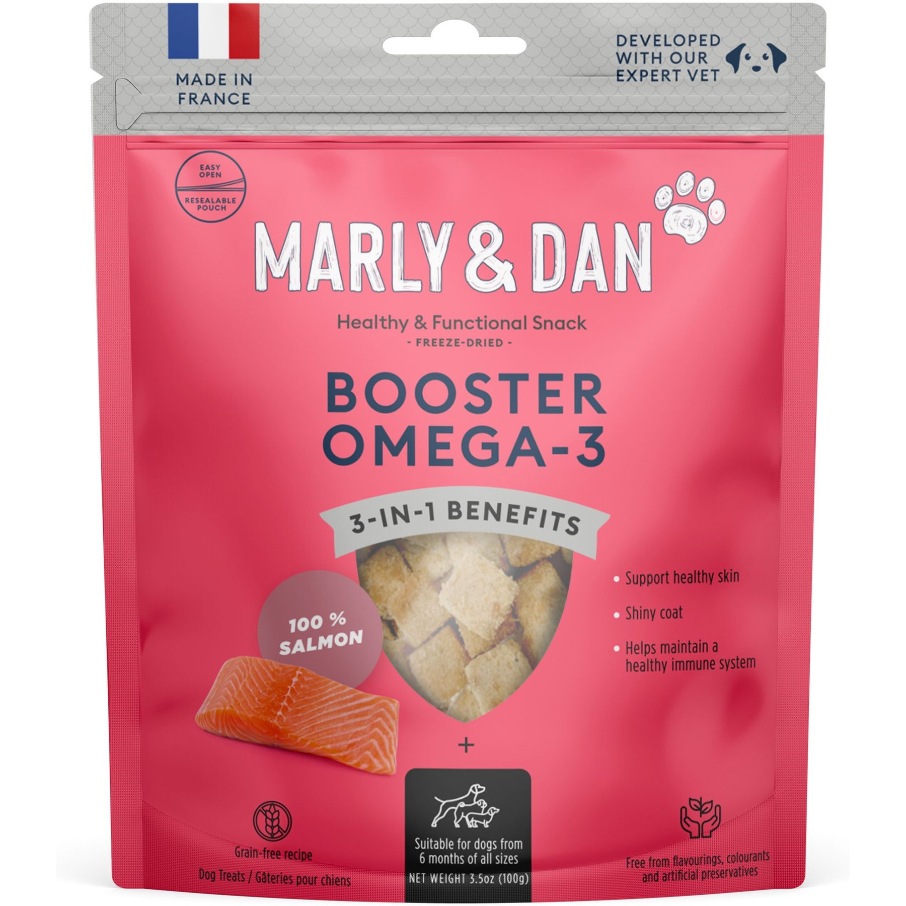 Marly & Dan Booster Omega-3 Treats & Topper Freeze-Dried Salmon for Cats, 2.5-oz bag
