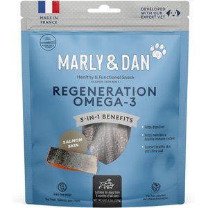 Marly & Dan Regeneration Omega-3 Salmon Skin Rolls Dog Treats, 4-oz bag